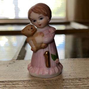 Enesco Growing Up Girl with teddy bear Age 1 Figurine